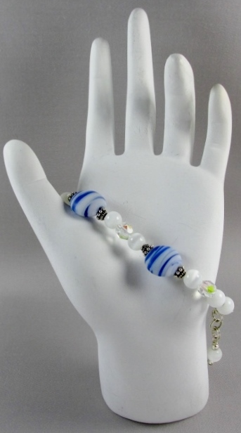 White 
and Blue Swirls Bracelet