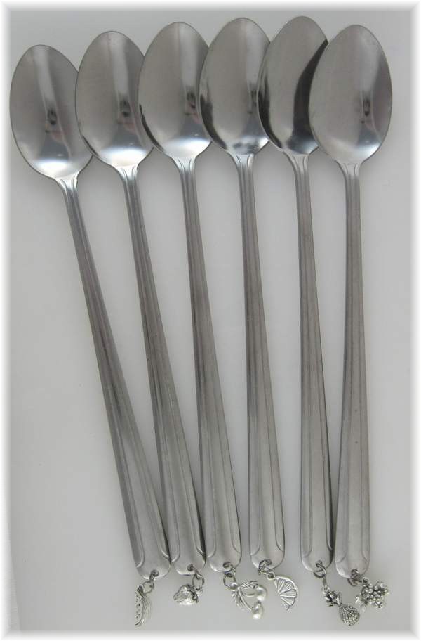 Stainless Steel 
Teaspoon Set with Assorted Fruit Charms