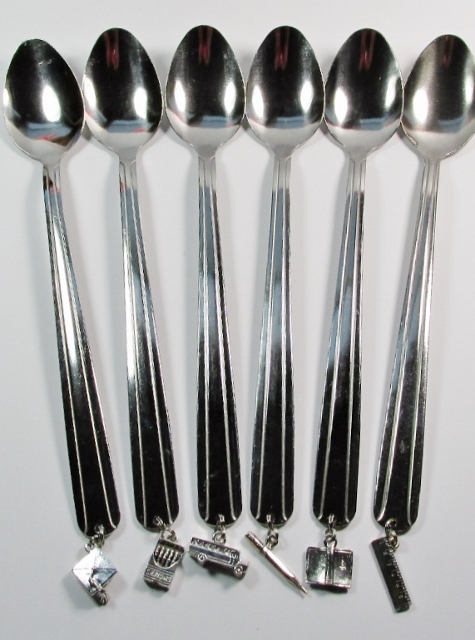 Stainless Steel 
Teaspoon Set with Assorted School Charms