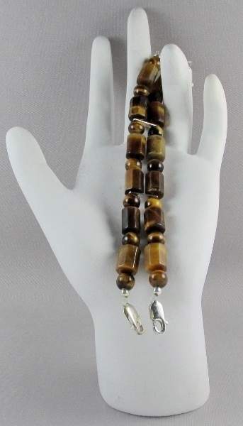 Tigereye and 
Sterling beaded Watch Band
